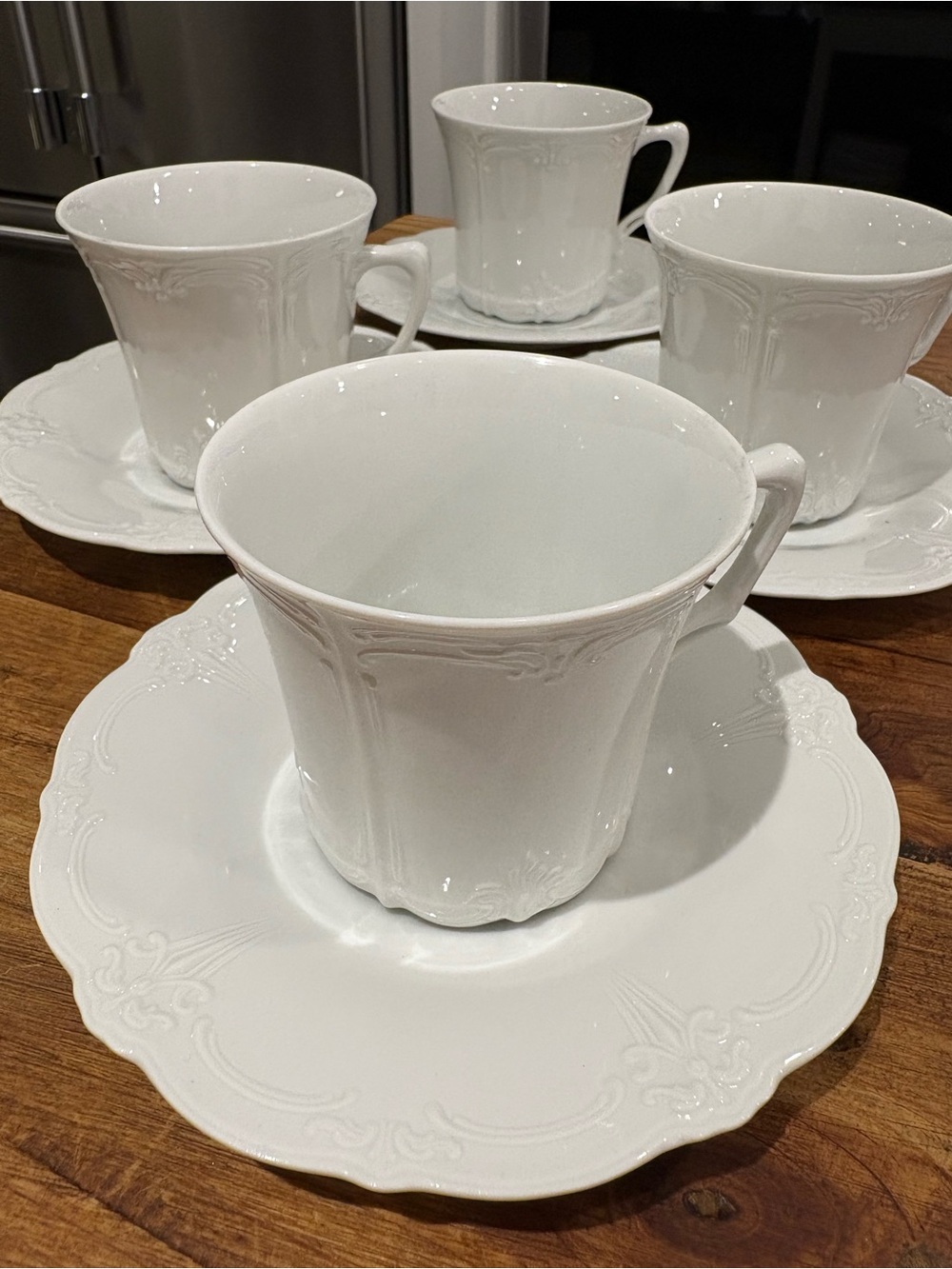 Baronesse White by Tirschenreuth Flat Cups & Saucers set-4
